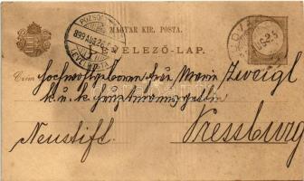 1899 (Vorläufer) Udvard, Dvory nad Zitavou; Kézzel rajzolt művészlap / hand-drawn art postcard (vágo...