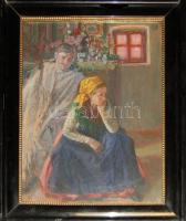 Azonosítatlan jelzéssel: Olaj-farost, szignált, keretben 68x80 cm