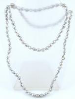 Ezüst színű tenyésztett gyöngysor, h: 90 cm
