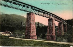 1913 Breznóbánya, Brezno nad Hronom; Tiszolci fogaskerekű vasút hídja. Kreisler József kiadása / standard gauge cogwheel railway between Brezno nad Hronom and Tisovec, railway bridge (EM)