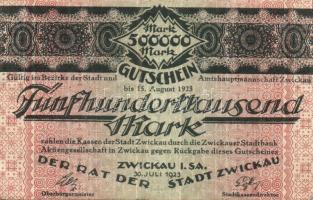 Német Birodalom/Weimari Köztársaság/Zwickau 1923.8.25. 500.000M T:II