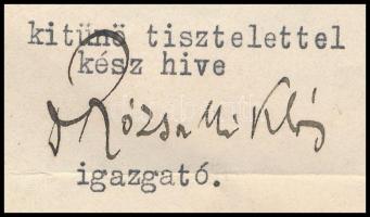 1929 Apáti Abkarovics Béla (1888-1957) festőművész részére kiállított levél, mely szerint a Képzőműv...