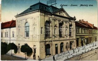 1925 Losonc, Lucenec; Városháza, üzletek / Mestsky dom / town hall, shops