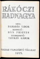 1953 Rákóczi hadnagya című magyar film gépelt forgatókönyve sok kézzel írt bejegyzéssel, Kölcsey Alice kosztümös példánya, 153p