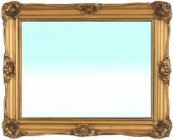Tükör, dekoratív fakeretben, 30×22,5 cm