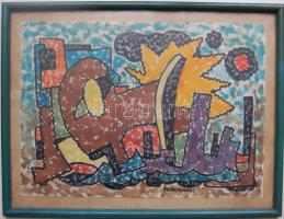 Farkasházy Miklós (1895-1964): Absztrakt kompozíció; akvarell-papír; szignált 40x30 cm