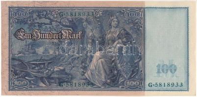 Német Birodalom 1910. 100M zöld pecsét és sorszám G 5818933 T:I- German Empire 1910. 100 Mark green seal and serial G 5818933 C:AU