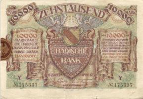 Német Birodalom/Weimari Köztársaság/Mannheim/Badische Bank 1923.04.01. 10.000M T:II-