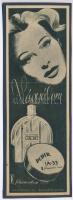 cca 1920-1940 Vágyálom, Eau de Cologne 1A-33, Puder 1A-33, Schwarzlose Söhne,reklám nyomtatvány, papír kartonra kasírozva, 17x6 cm