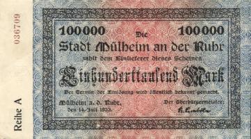 Német Birodalom/Weimari Köztársaság/Mülheim a.d. Ruhr 1923.7.14. 100.000M T:I