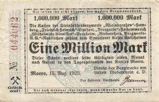 Német Birodalom/Weimari Köztársaság/Moers 1923.8.15. 1000.000M T:II/III