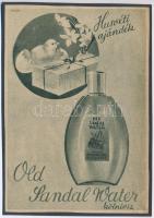 cca 1920-1940 Debreceni Szabó István (1905-1990): Husvéti ajándék Old Sandal Water., reklám nyomtatvány kartonra kasírozva, 16x11 cm