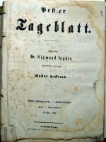 1841 Pester Tageblatt német napilap II. félév az első lap kivételével bekötve jó állapotban / Pester Tageblatt II. semester bound as a book