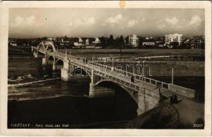 Pöstyén, Piestany; Novy most cez Váh / Új Vág híd. Ján Beránek kiadása / new Váh bridge