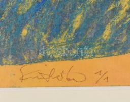 Tari Gábor (1960-): Kompozíció. Xerox, papír. Jelzett. Számozott: 1/1. Üvegezett alumínium keretben....