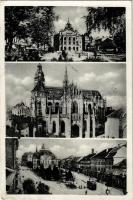 1938 Kassa, Kosice; színház, székesegyház, villamos / cathedral, theatre, tram + 1938 Kassa visszatért So. Stpl. (EK)