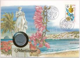 Franciaország / Martinique 1976. 1Fr Ni felbélyegzett borítékban, bélyegzéssel, német nyelvű tájékoztatóval T:2 patina France / Martinique 1976. 1 Franc Ni in envelope with stamp, cancellation and a prospectus in german C:XF patina