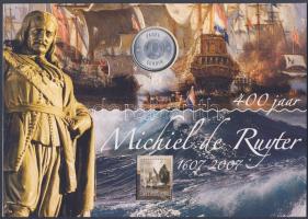 Hollandia 2007. 5€ Ag "Michiel de Ruyter" dekoratív érmés, bélyeges emléklapon T:BU
