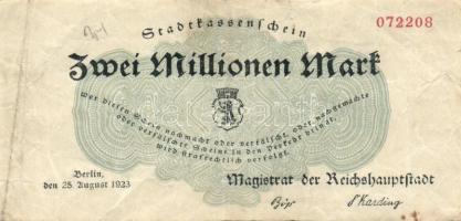 Német Birodalom/Weimari Köztársaság/Berlin/Magistrat der Reichshauptstadt 1923. 2000.000M (3x) variánsokkal T:III