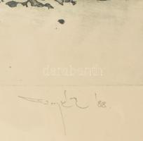 Kiss Péter (1957-): Foglyok. Színes rézkarc, papír, jelzett, számozott (29/100), üvegezett fa keretb...