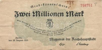 Német Birodalom/Weimari Köztársaság/Berlin/Magistrat der Reichshauptstadt 1923. 2000.000M (3x) variá...