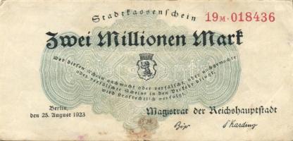 Német Birodalom/Weimari Köztársaság/Berlin/Magistrat der Reichshauptstadt 1923. 2000.000M (3x) variá...