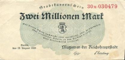 Német Birodalom/Weimari Köztársaság/Berlin/Magistrat der Reichshauptstadt 1923. 2000.000M (3x) variá...