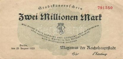 Német Birodalom/Weimari Köztársaság/Berlin/Magistrat der Reichshauptstadt 1923. 2000.000M (5x) variánsokkal T:II,III