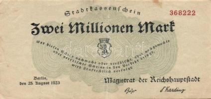 Német Birodalom/Weimari Köztársaság/Berlin/Magistrat der Reichshauptstadt 1923. 2000.000M (5x) variá...