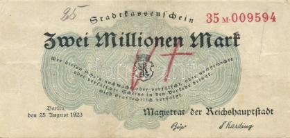 Német Birodalom/Weimari Köztársaság/Berlin/Magistrat der Reichshauptstadt 1923. 2000.000M (5x) variá...