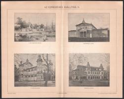 Az Ezredéves kiállítás, 4 db illusztrált melléklet a Pallas Nagy Lexikonából (a "Millennium&quo...