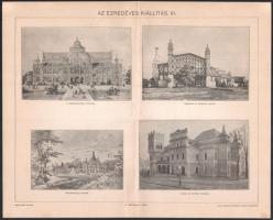 Az Ezredéves kiállítás, 4 db illusztrált melléklet a Pallas Nagy Lexikonából (a "Millennium&quo...