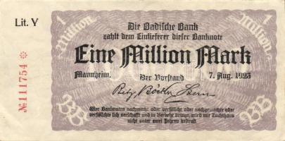 Német Birodalom/Weimari Köztársaság/Mannheim/Badische Bank 1923.8.7. 1000.000M T:II-