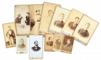 cca 1880-1900 Az Antal család fotói, 12 db keményhátú portré, vegyes méretben