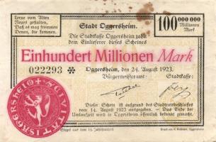 Német Birodalom/Weimari Köztársaság/Oggersheim 1923.8.24. 100.000.000M T:III