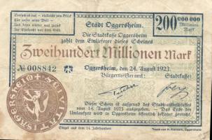 Német Birodalom/Weimari Köztársaság/Oggersheim 1923.8.24. 200.000.000M T:III