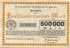Német Birodalom/Weimari Köztársaság/Neustadt an der Haardt 1923.8.8. 500.000M T:III