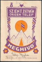 1936 Bp., Szent István Őrszem Telep cserkész meghívó, Szent István Cikóriagyár