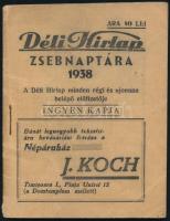 1938 Temesvár, Déli Hírlap zsebnaptára, reklámokkal