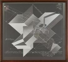 Jelzés nélkül: Geometria. Ofszet, papír, üvegezett fakeretben, 40×40 cm
