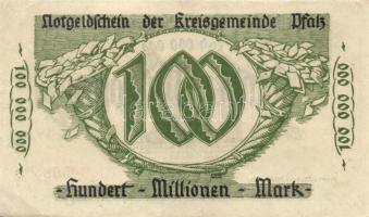 Német Birodalom/Weimari Köztársaság/Pfalz, Kreisgemeinde (Speyer) 1923.8.11. 100.000.000M T:II