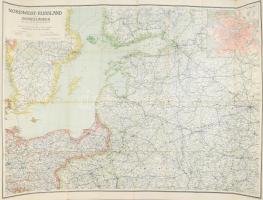 cca 1920 Északnyugat Oroszország térképe kis beszakadásokkal 110 x 90 cm