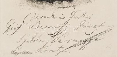 1827 gróf Dessewffy József - báró Langendorf rézkarca 11x15 cm