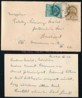 Alsó-torjai Vastagh László (1902-1972) szobrászművész kézzel írt névjegykártyája borítékkal postán küldve