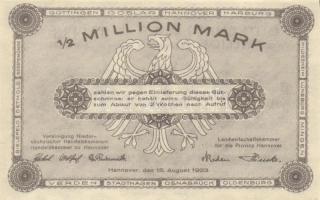 Német Birodalom/Weimari Köztársaság/Hannover/Vereinigung niedersächsischer Handelskammern 1923.8.15....