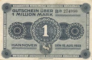 Német Birodalom/Weimari Köztársaság/Hannover/Vereinigung niedersächsischer Handelskammern 1923.8.15. 1000.000M T:II