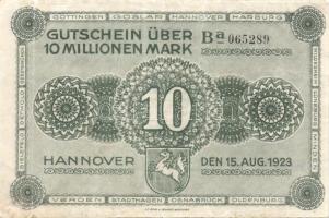 Német Birodalom/Weimari Köztársaság/Hannover/Vereinigung niedersächsischer Handelskammern 1923.8.15. 10.000.000M T:II-