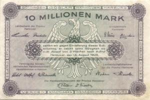 Német Birodalom/Weimari Köztársaság/Hannover/Vereinigung niedersächsischer Handelskammern 1923.8.15....