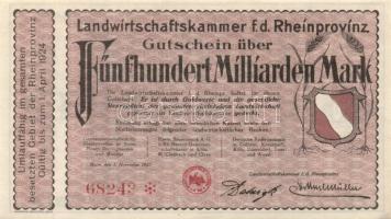 Német Birodalom/Weimari Köztársaság/Bonn/Landwirtschaftskammer 1923.11.1. 500.000.000.000 T:I