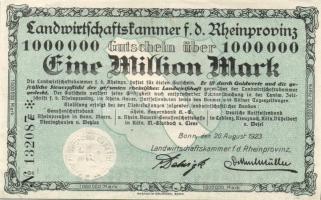 Német Birodalom/Weimari Köztársaság/Bonn/Landwirtschaftskammer 1923.8.20. 1000.000 T:I